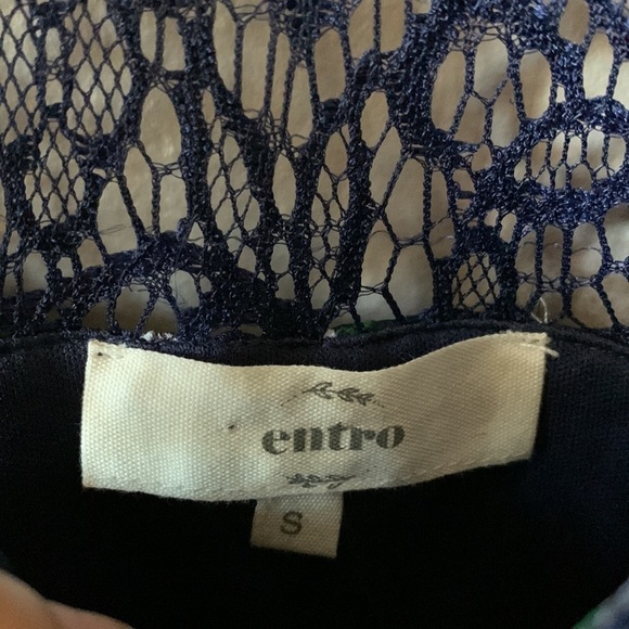 ENTRO Navy Blue Floral Bell Sleeve Mini Dress - Picture 9 of 10